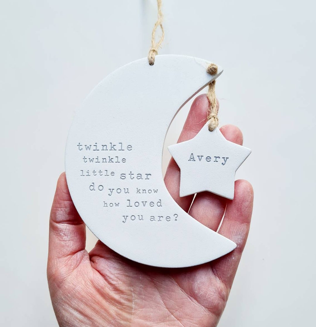 Twinkle Twinkle Little Star Personalised New Baby Gift - Moon and Star ...