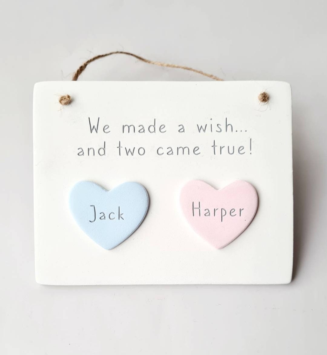 Personalised Twins Birth Gift We Made a Wish Nursery Decor Bedroom Door