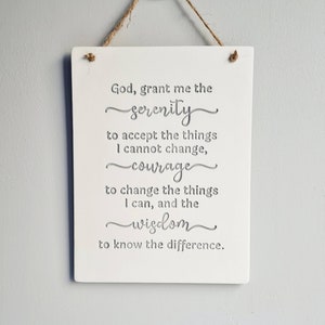 Serenity prayer handmade clay plaque - inspiration for difficult times - addiction support - religious and non-religious available