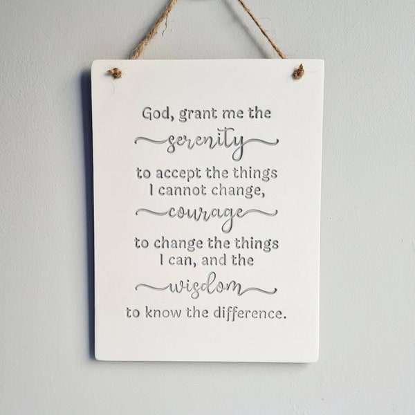 Serenity prayer handmade clay plaque - inspiration for difficult times - addiction support - religious and non-religious available