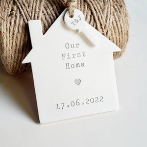 New home gift - personalised clay decoration - new house - first home together - house warming gift - couple - family - bespoke - welcome