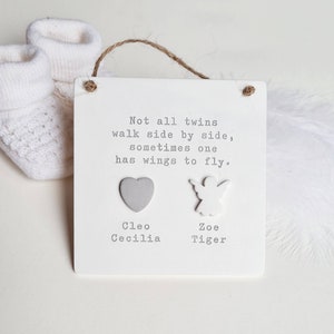 Twin baby Loss Memorial plaque Remembrance of an Angel twin handmade keepsake ornament loss of baby support gift image 1