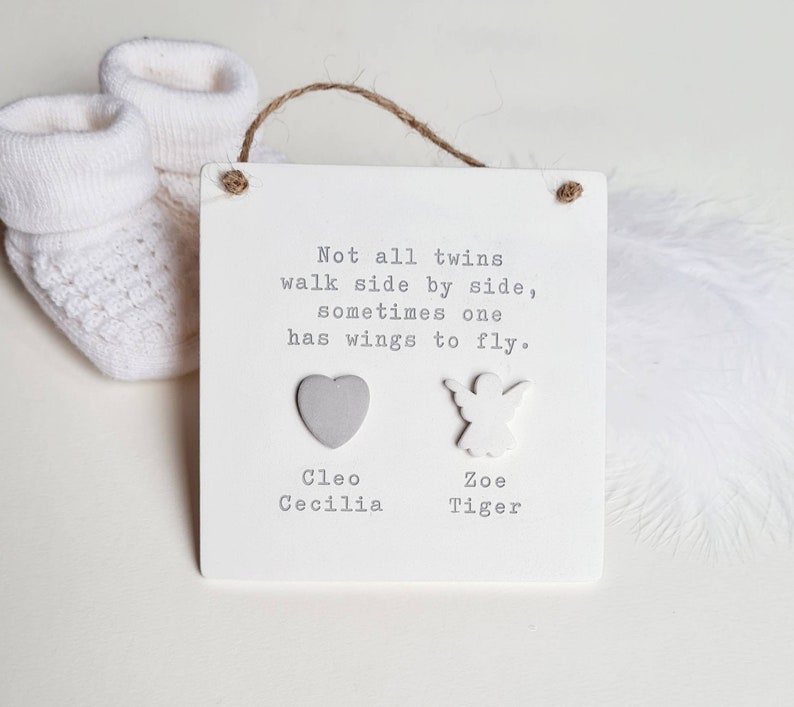 Twin baby Loss Memorial plaque Remembrance of an Angel twin handmade keepsake ornament loss of baby support gift image 1