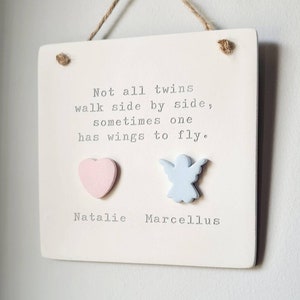 Twin baby Loss Memorial plaque Remembrance of an Angel twin handmade keepsake ornament loss of baby support gift image 8