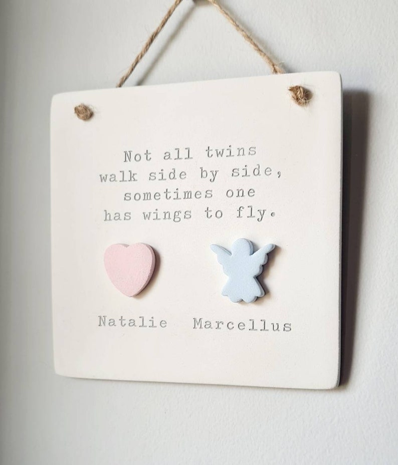 Twin baby Loss Memorial plaque Remembrance of an Angel twin handmade keepsake ornament loss of baby support gift image 8