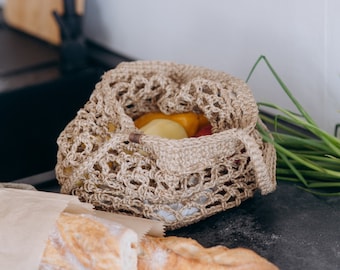 Bag for Produce, Reusable Grocery Bag, Crochet Shopper Bag, Net Bag, Fishnet Bag, Mesh crochet market bag, String bag, French market bag