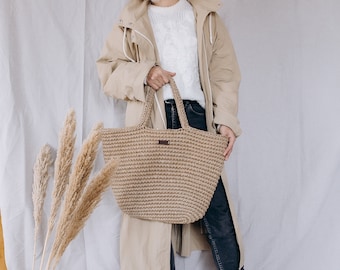 French Basket, Natural shoulder bag, Woven bag, Big wicker bag, Crochet Tote Bag, Wicker jute bag, French market bag, Crochet Shopper Bag