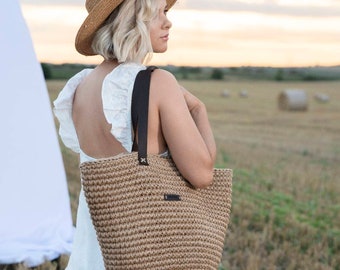 French Basket, Natural shoulder bag, Woven bag, Big wicker bag, Crochet Tote Bag, Wicker jute bag, French market bag, Crochet Shopper Bag