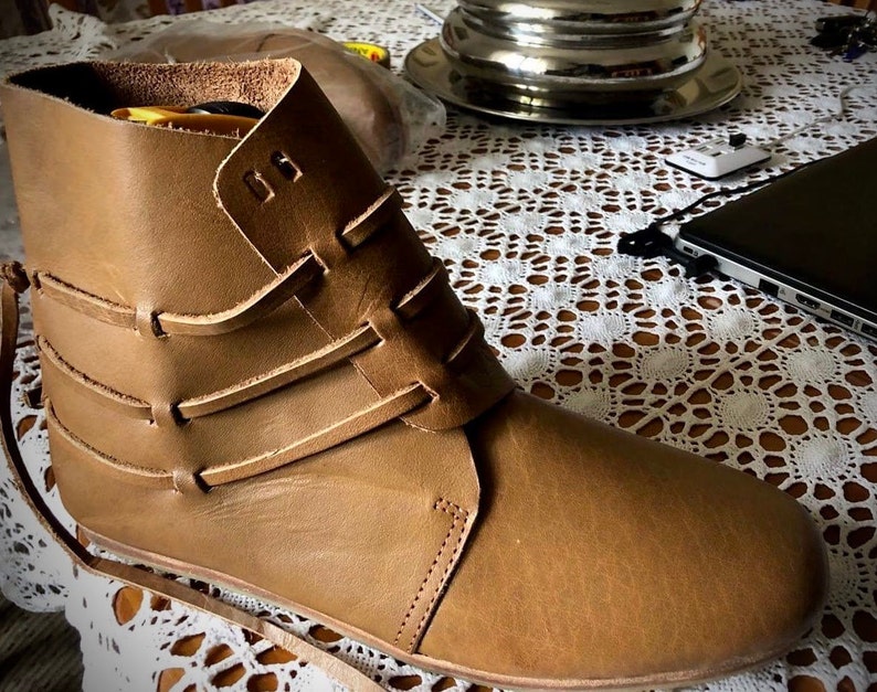 brown medieval boots