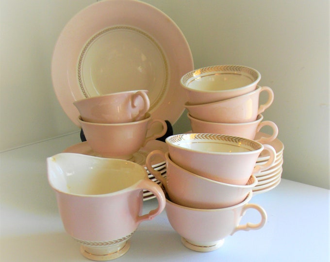 American Limoges Tea Cups Saucers Berry Bowls Set 26 Piece Etsy