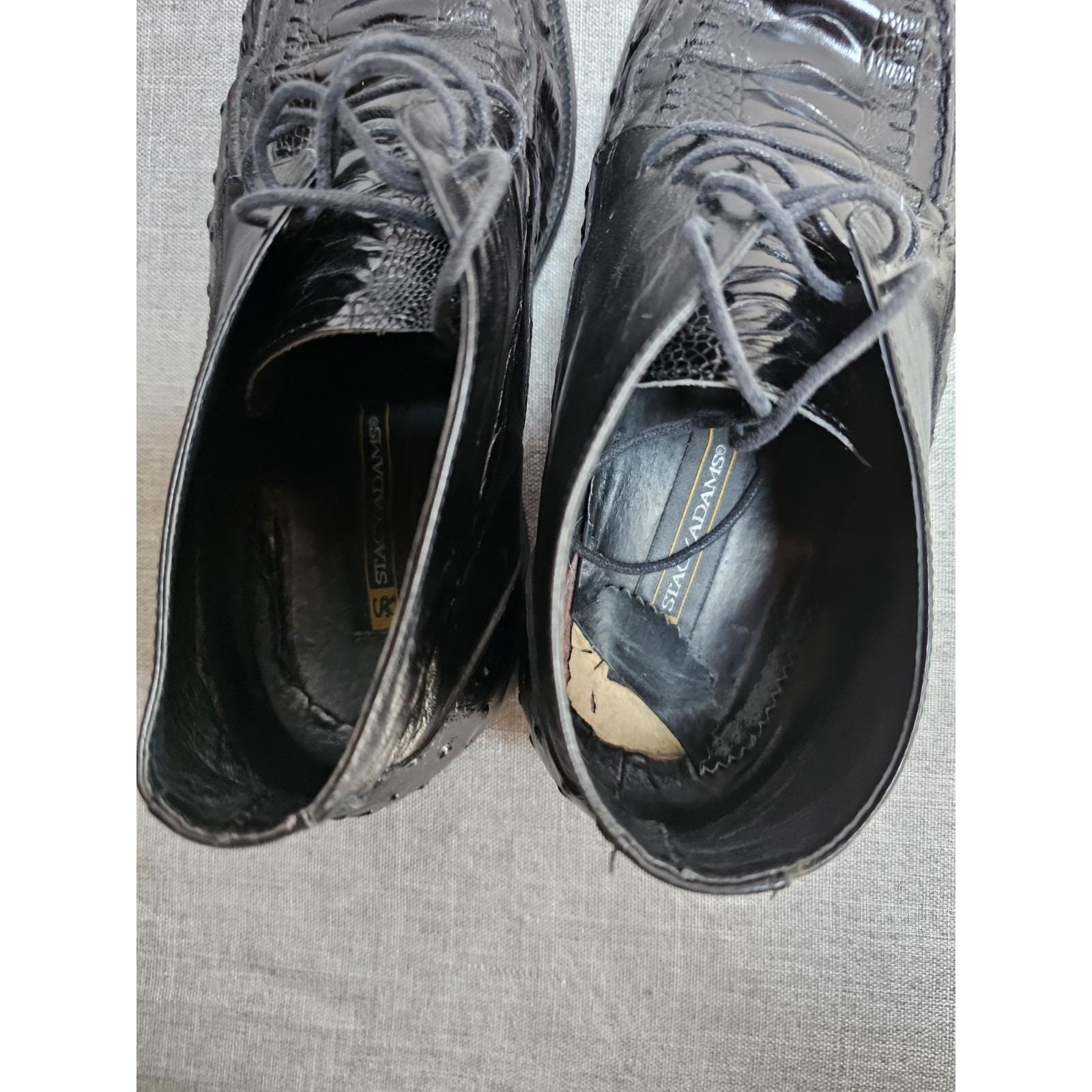 Stacy Adams Men\'s Oxfords Size 10 Ostrich Alligator Genuine Leather Black Stacy Adams Mens Shoes Leather Ostrich Oxfords Black 10m - Etsy main image 2