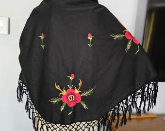 Vintage Black Polyester Embroidered Piano Triangle Fringe  display picture 1