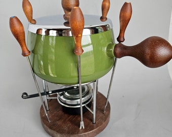 Retro Fondue Set Avocado Green