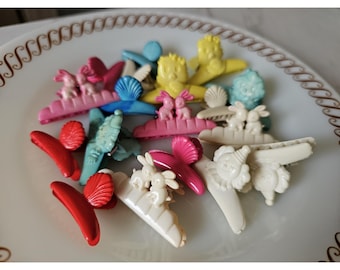 Vintage Hair Clips Kids Colorful Taiwan 1980s