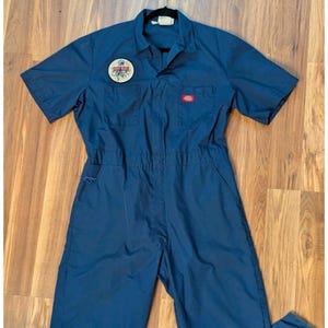 Kombinezon roboczy Dickies w kolorze niebieskim OOAK z naszywką „Brudne głowy” 44r