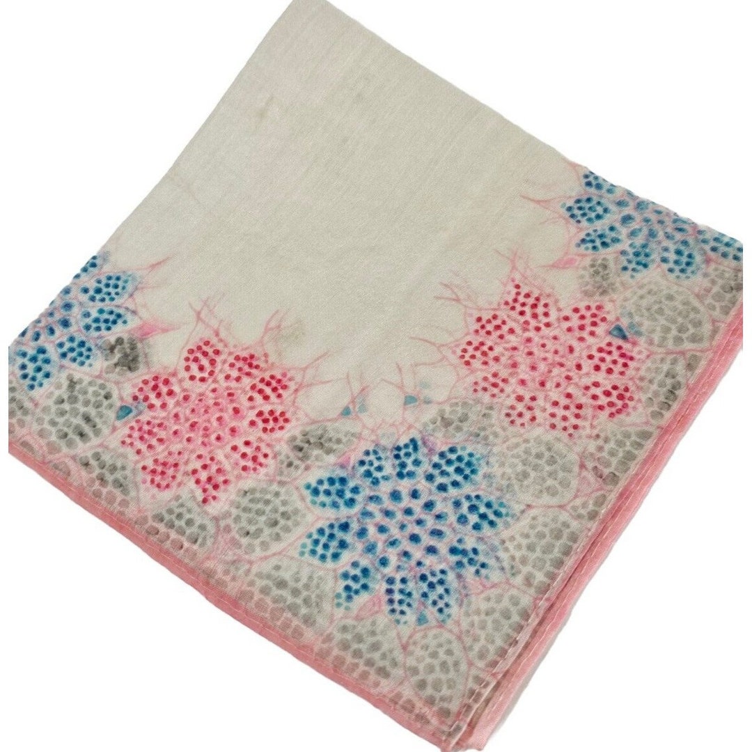 Antique Silk Handkerchief Hand Stitched & Dyed Pink Blue Etsy