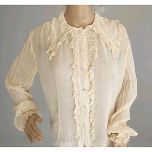 1910&#39;s Women&#39;s Blouse Silk Chiffon Semi Sheer