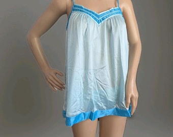 Dutchess Vintage Chemise Set Baby Doll 2pc Blue 1970s Fits S/M