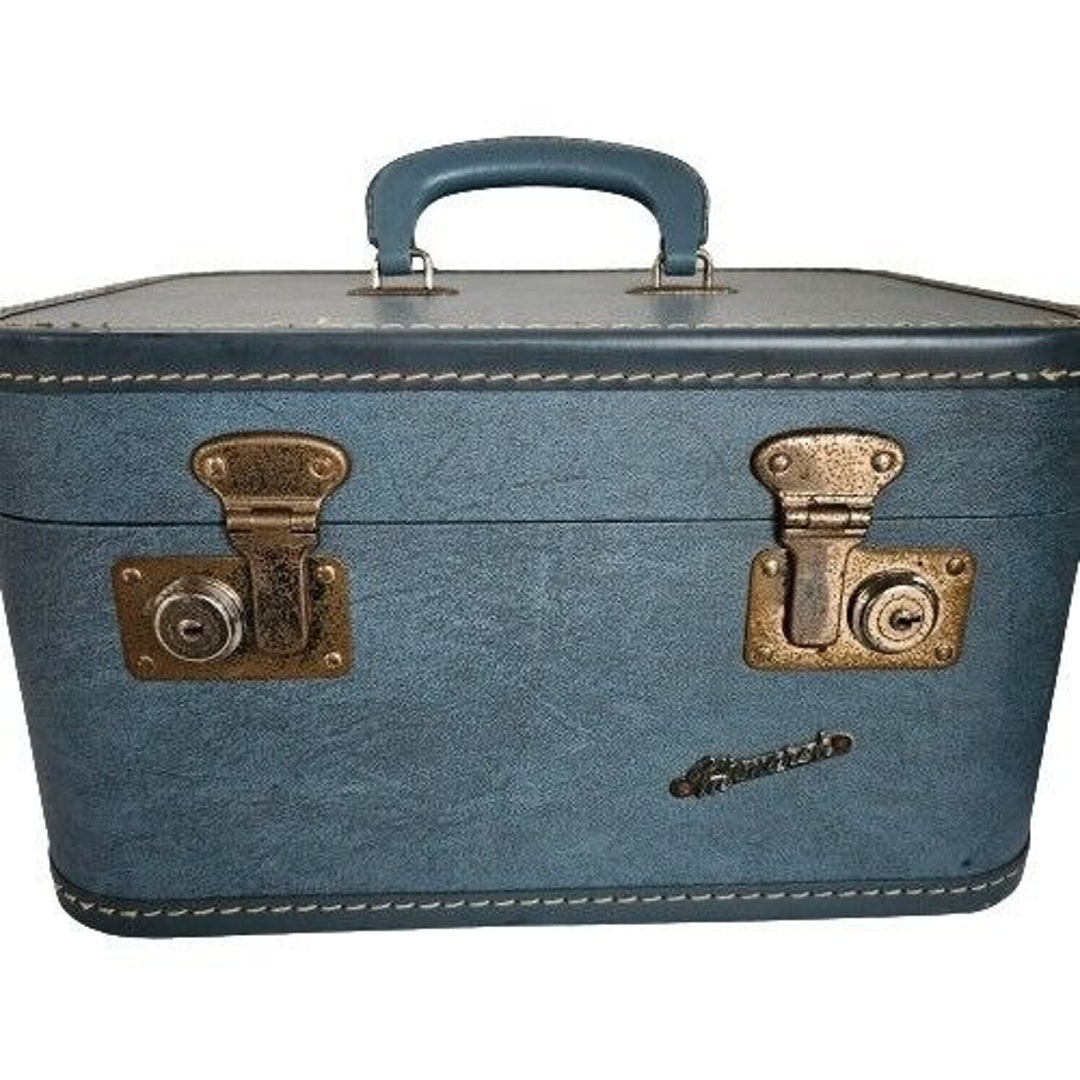 Vintage Monarch Train Case Blue Etsy