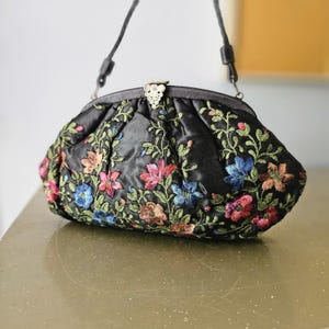 Art Deco Evening Bag Embroidered Silk Floral