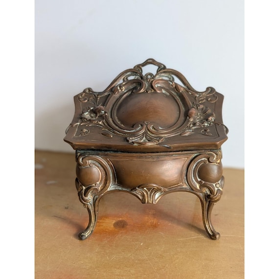 Antique French Spelter Jewelry Casket