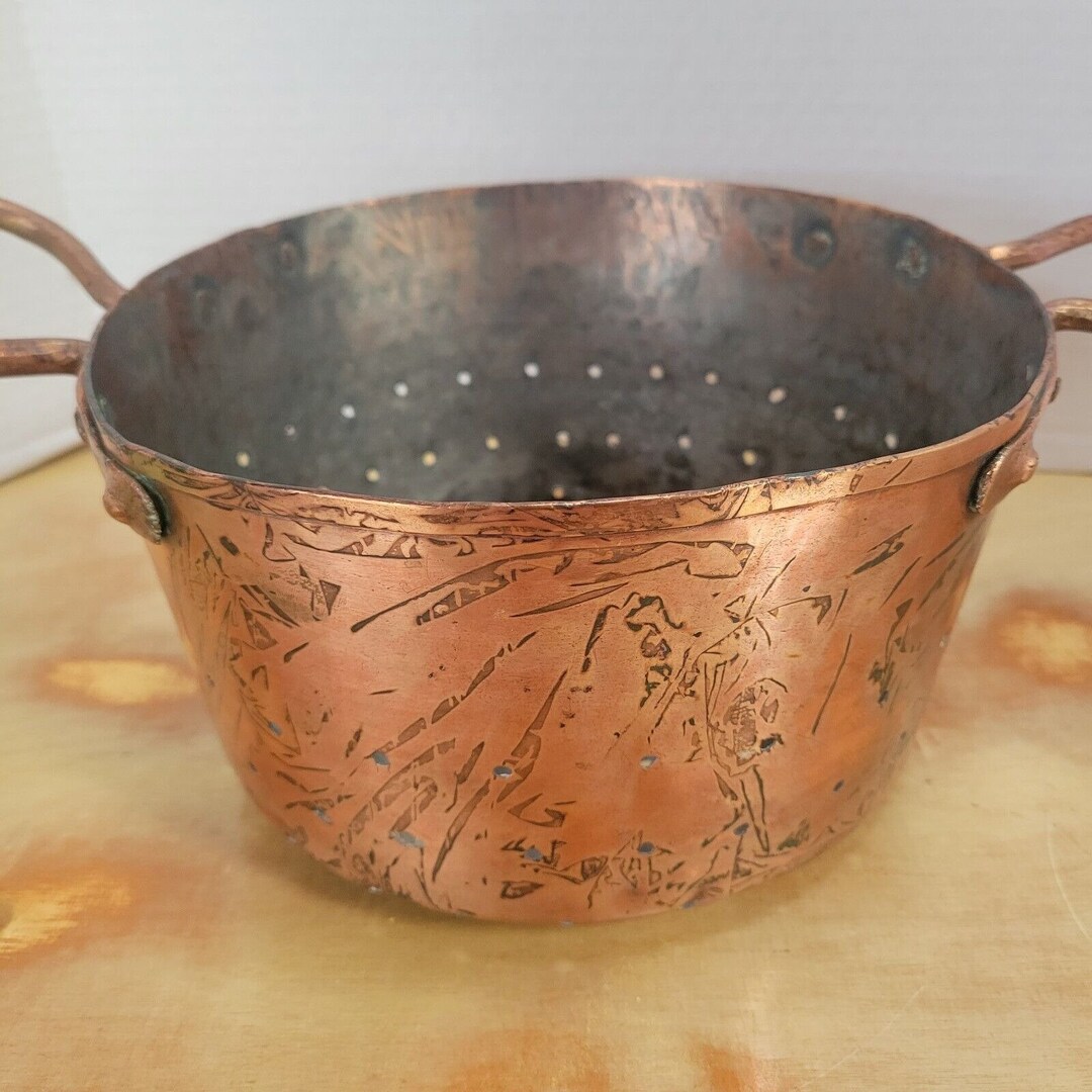 Antique Copper Strainer W Handles 19th C French Primitive Etsy