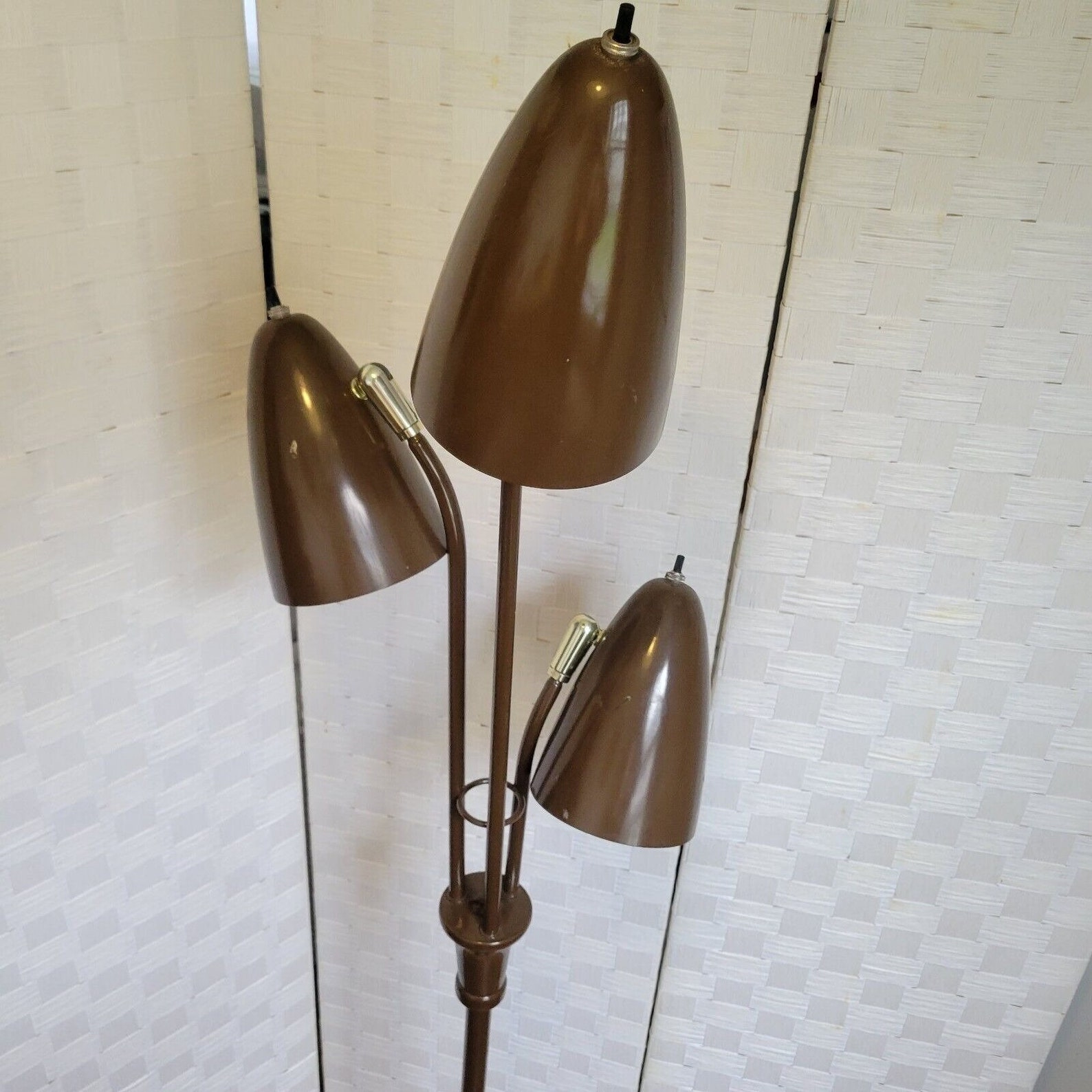 Vintage MCM Floor Lamp Bullet Shade 3 Light Gerald Thurston Etsy