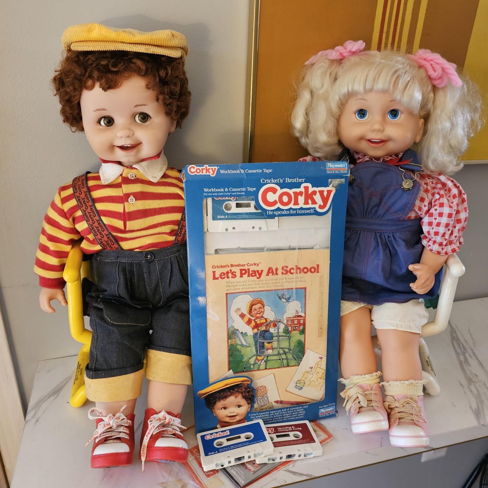 Corky & Cricket Playmates Dolls With Chairs Tapes Etc They Work