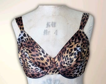 Vintage Victoria's Secret Bra Second Skin Satin Leopard 34D Tags Cut Out