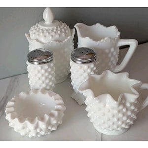 Fenton Hobnail Milchglas S & P Milchkännchen Zucker Aschenbecher