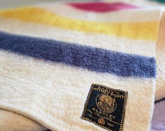 Vintage Early's of Witney Wool Blanket 80 X 90 Blue Old