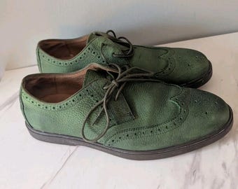 Ralph Lauren Orrick Wing Tip Green Leather 9.5d Mens