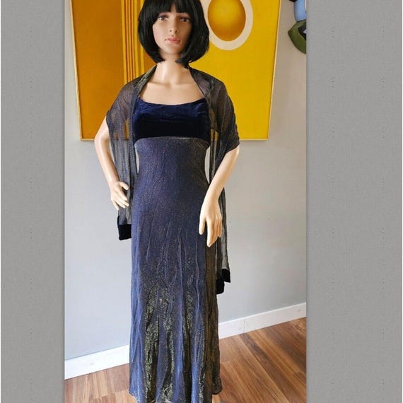 Vintage Blondie Nites Formal Dress Dark Blue Velvet Bodice 1990s - Etsy Israel Vintage Blondie Nites Formal Dress Dark Blue Velvet Bodice 1990s - Etsy Israel