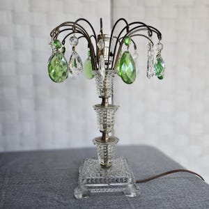 Antique Waterfall Lamp Green Prisms Not Working For Repair
