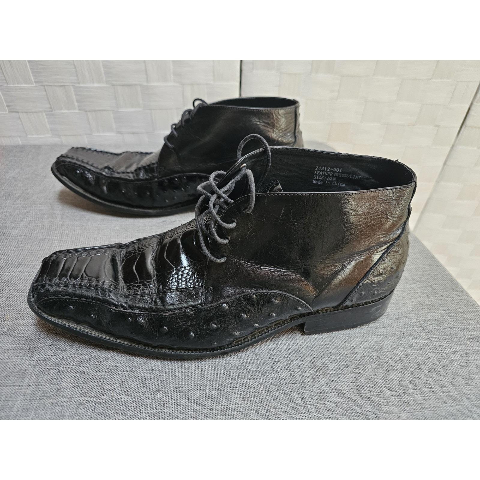 Stacy Adams Mens Shoes Leather Ostrich Oxfords Black 10m - Etsy display picture 1