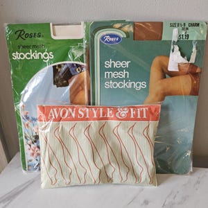 Vintage Mesh Stockings, Avon Style And Fit 3 Pairs 1970s