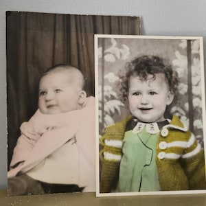 Hand Colored Vintage Photos Little Girls 1940s