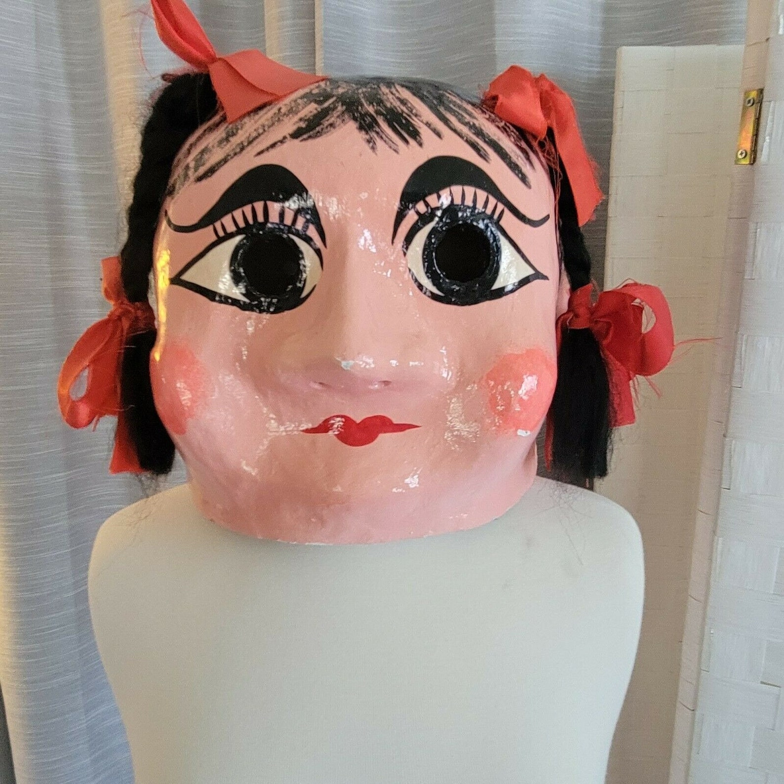 Vintage Handmade Parade Mask Paper Mache Whole Head Creepy Etsy