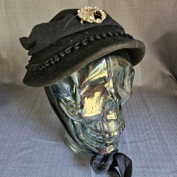 Vintage Glenover Black Wool Leather Trim Womens Hat Boho Vintage Ladies Hat Glenover Black S/m 1960s - Etsy main image 4
