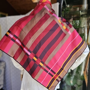 Bold Color Stripes Mod 60s Scarf 30&quot; Hand Rolled