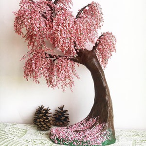 Grande árvore bonsai de flor de cerejeira Árvore bonsai viva Árvore da vida Arte Escultura de árvore de arame Árvore japonesa