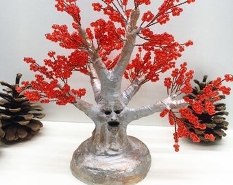 Scary decorations Weirwood tree Red bonsai tree Wire bonsai tree