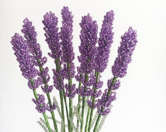 Bouquet lavender beaded flower Arrangement beaded flowers Ultra violet flower