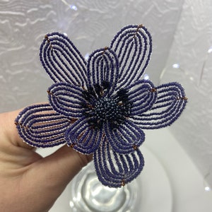 Dark anemone flower stem French beaded flowers anemone bouquet Artificial anemone Handmade anemone stem Table centerpiece Wedding anemone