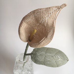 Calla lily flower French beaded flower  Handmade calla gift