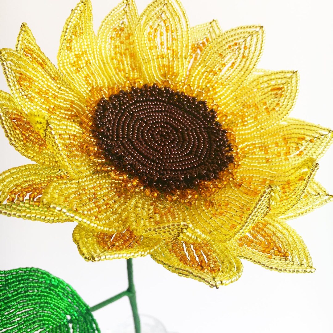 Sun Flower Decor French Beaded Flower Sunflower Gifts for Her - Etsy