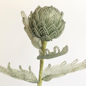 Liight green Artichoke french beaded flowers Rustic farmhouse decor Office gift ideas