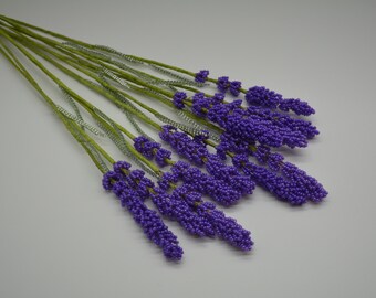 Lavenders Hand Beaded Blooms Bouquet flower Set of 11 flowers Arrangement beaded flowers Ultra violet flower Artificial Seed beaded flower