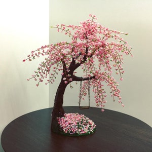 Cherry Blossom Bonsai Tree with Swing - Aesthetic Desk Decor image 9