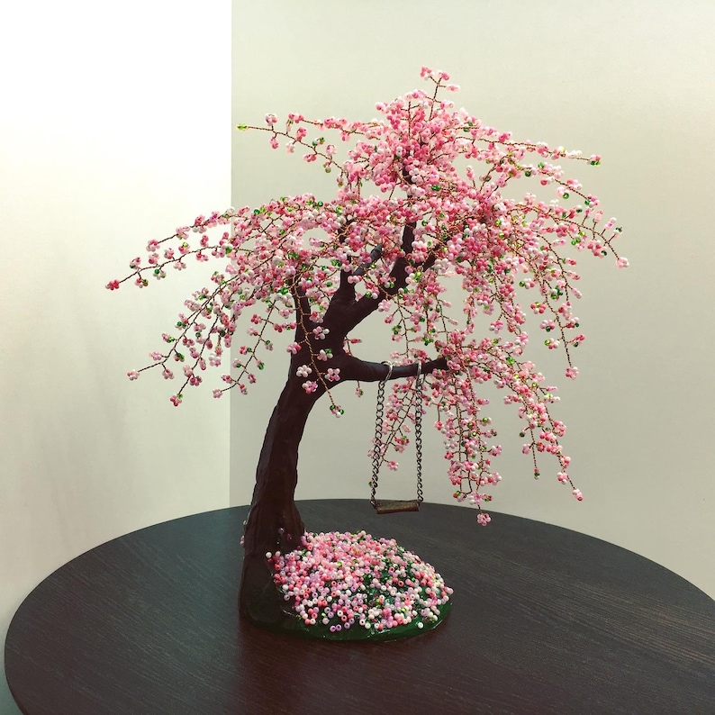 Cherry Blossom Bonsai Tree with Swing - Aesthetic Desk Decor image 9